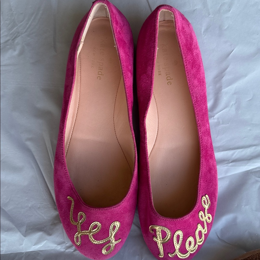 Kate Spade “yes please” Pink gold Ballet Flats size 8.5 women’s - Picture 10 of 14